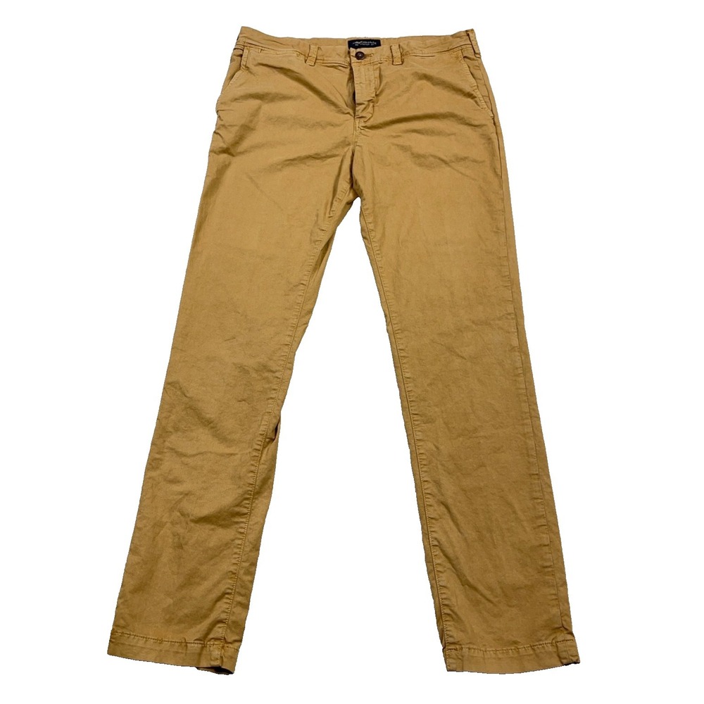 American Eagle Chino Pants Men 34x34 Tan Khaki Slim Straight Fit Dress Slacks